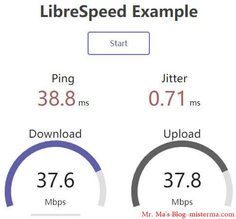 腾讯云轻量应用服务器香港LibreSpeed Example 上传下载测试