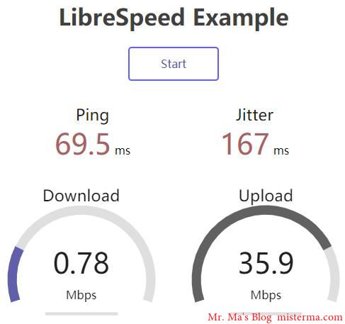腾讯云轻量应用服务器香港晚上 LibreSpeed Example 上传下载测试