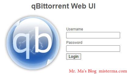 qBittorrent登录页面