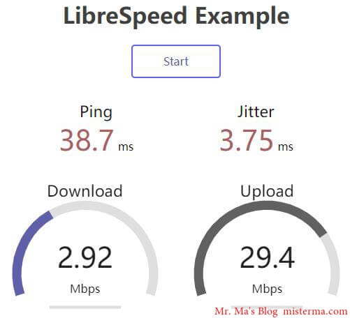 腾讯云香港 LibreSpeed Example 上传下载测试 2022年5月21日