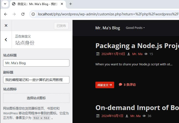WordPress站点身份设置