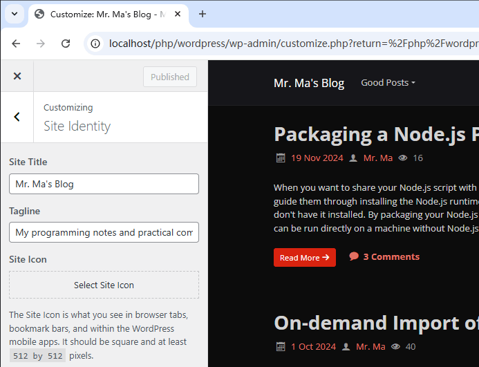 WordPress Site Identity