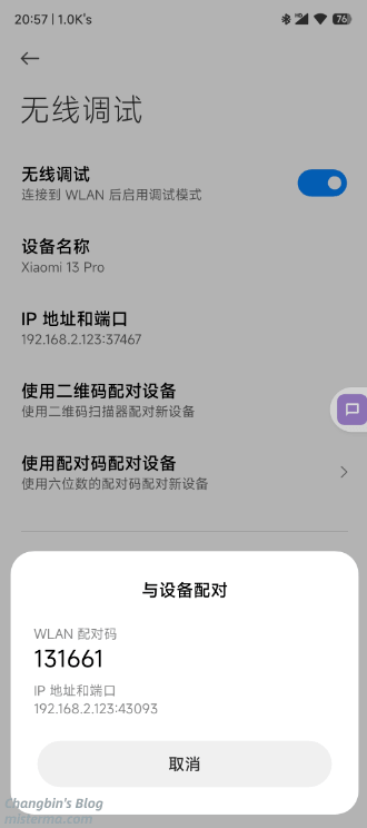 Android无线调试-查看配对码